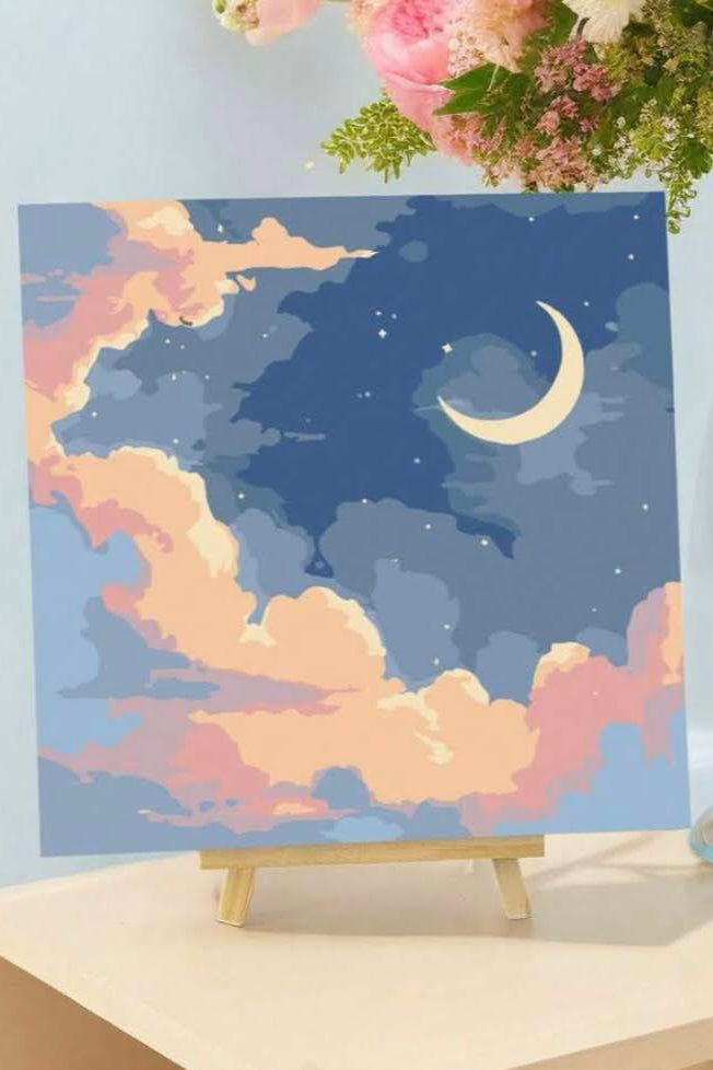 Moon and clouds paint by numbers 20cm x 20cm