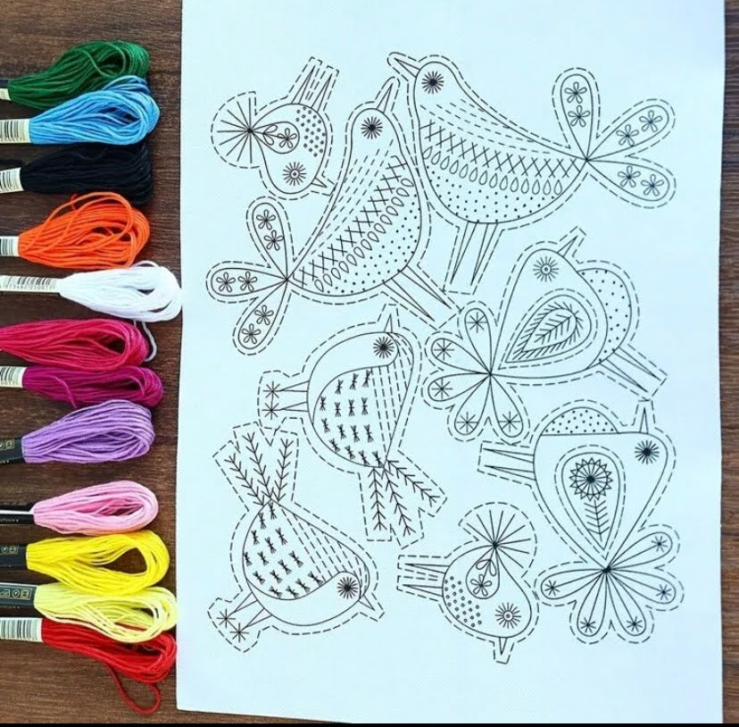 Bird water-soluble embroidery transfer paper