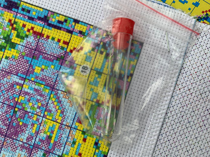 Skull and bookcase printed cross stitch kit - 14 count