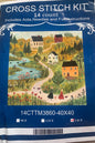 Country village farming stamped cross stitch kit - 14 count