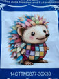 Patchwork hedgehog stamped cross stitch kit - 14 count