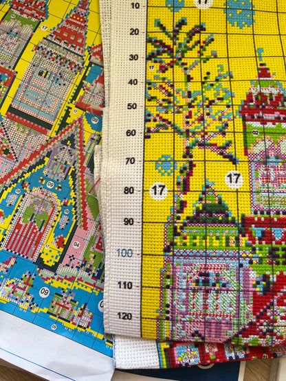 Scandi village in a snow scene stamped cross stitch kit - 14 count