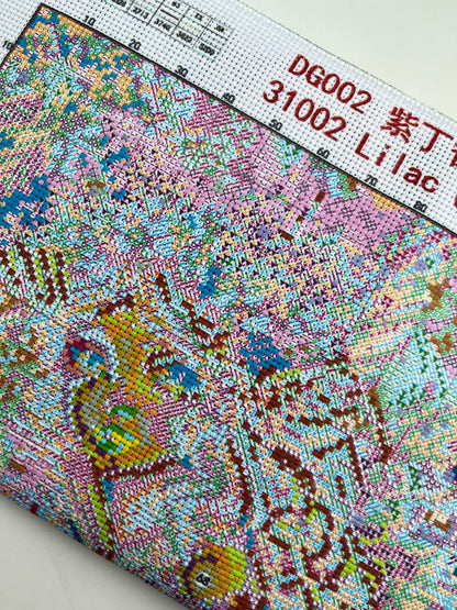 Purple lilac fairy fantasy stamped cross stitch kit - 14 count